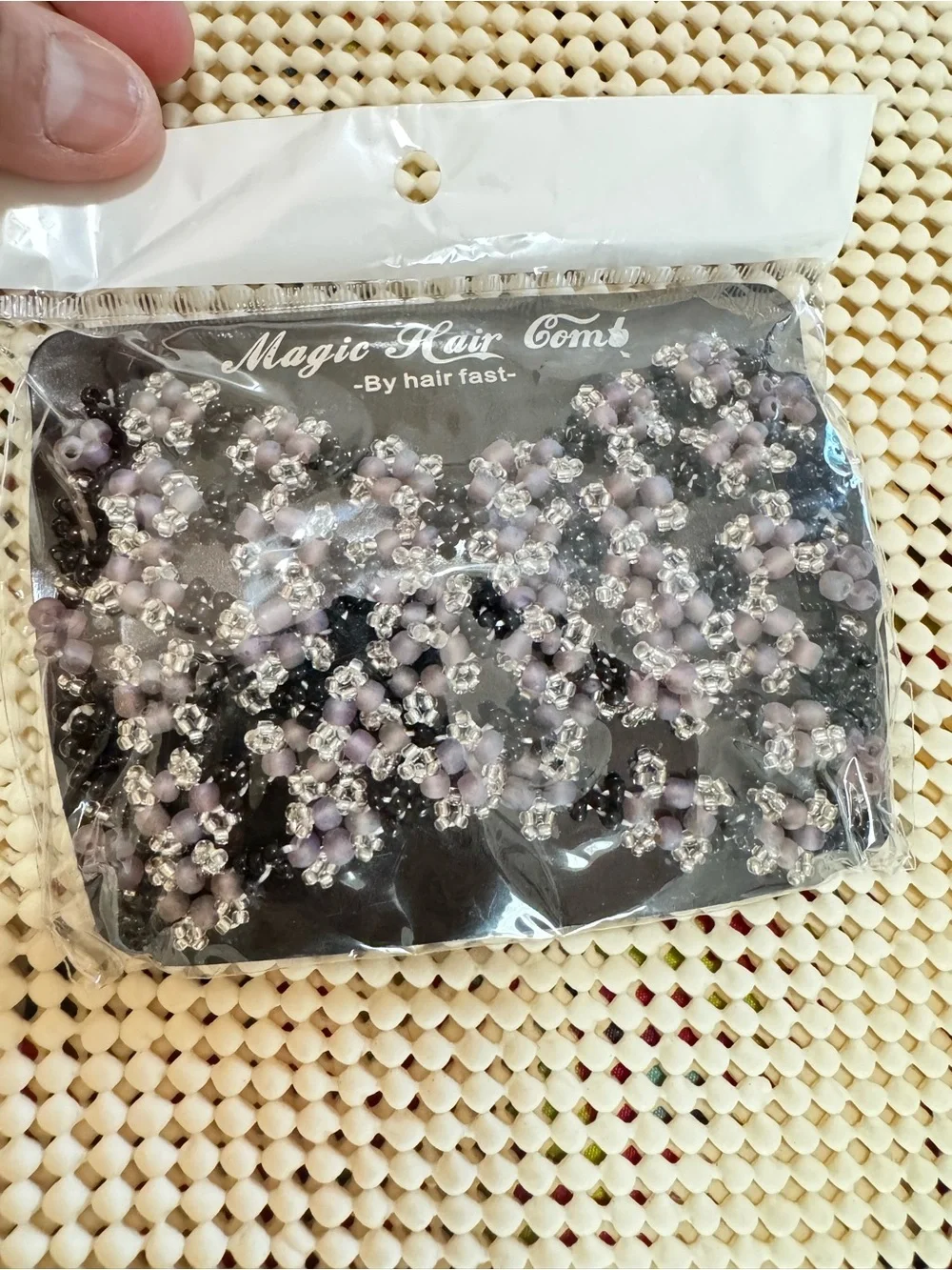 Hair Fast Stretch Hair Comb Beaded Purple stones